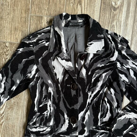 2/$18 SALE! C Concept Trench Coat Womens M Corduroy Black Gray 70s Style Trench - Picture 7 of 9